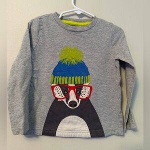 Mini Boden Gray Long Sleeve Shirt with Dog in sunglasses and Hat